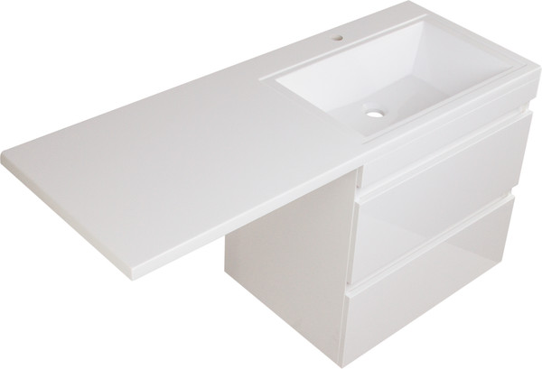 Изображение товара Тумба с умывальником Symbolite Даллас 150 Люкс Plus 2 ящика + Даллас 150x48.2 (подвесная, правый, эмаль белый)