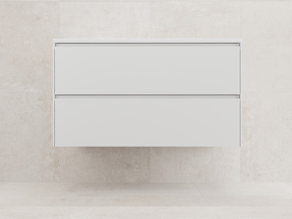 Изображение товара Тумба с умывальником Symbolite Лима 100 Line Plus 2 ящика + Line 100x48 (подвесная, белый матовый/жасмин)