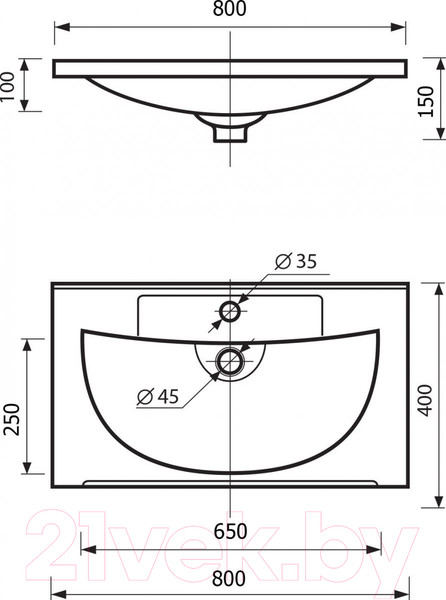 Изображение товара Умывальник Misty Evva 80 D / Р-Евв14080-Д