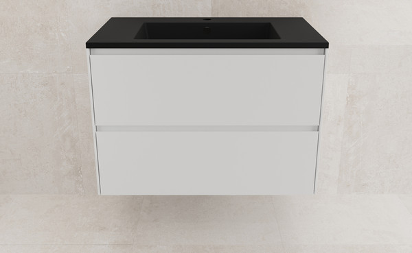 Изображение товара Тумба с умывальником Symbolite Лима 80 Line Plus 2 ящика + Line 80x48 (подвесная, белый матовый/антрацит)