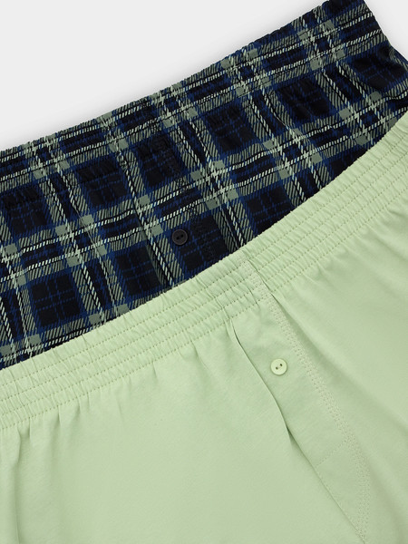 Изображение товара Комплект мужских трусов Mark Formelle 411152-2 (р.94-104, клетка на черном/светло-зеленый)