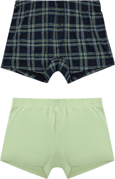 Изображение товара Комплект мужских трусов Mark Formelle 411152-2 (р.94-104, клетка на черном/светло-зеленый)