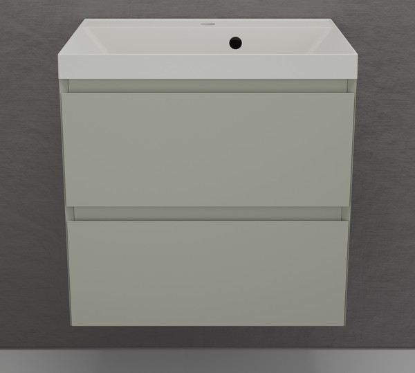 Изображение товара Тумба с умывальником Symbolite Манхэттен 60 Plus 2 ящика + Asti 60x45 (подвесная, олива/жасмин)