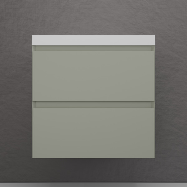 Изображение товара Тумба с умывальником Symbolite Манхэттен 60 Plus 2 ящика + Asti 60x45 (подвесная, олива/жасмин)