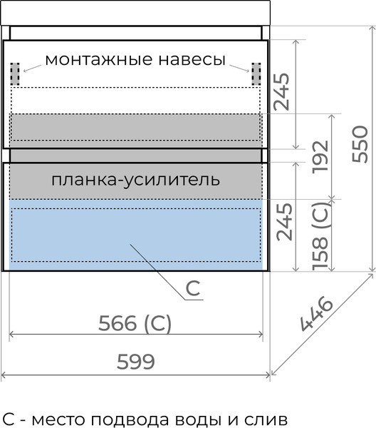 Изображение товара Тумба с умывальником Symbolite Манхэттен 60 Plus 2 ящика + Asti 60x45 (подвесная, олива/жасмин)
