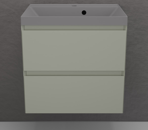 Изображение товара Тумба с умывальником Symbolite Манхэттен 60 Plus 2 ящика + Asti 60x45 (подвесная, олива/серый шелк)