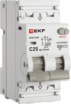 Изображение товара Дифференциальный автомат EKF PROxima АВДТ-63N 1P+N 25А C 30мА AC / D63N26E25C30