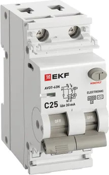 Изображение товара Дифференциальный автомат EKF PROxima АВДТ-63N 1P+N 25А C 30мА AC / D63N26E25C30