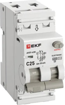 Изображение товара Дифференциальный автомат EKF PROxima АВДТ-63N 1P+N 25А C 30мА AC / D63N26E25C30