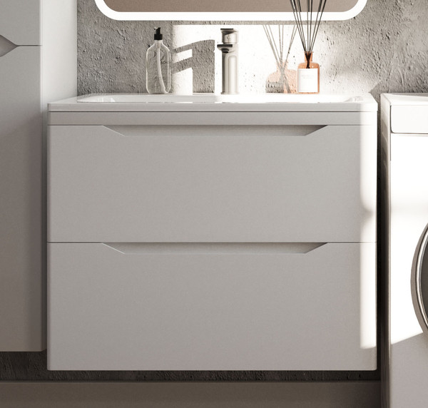 Изображение товара Тумба с умывальником Symbolite Марелла 70 Люкс Plus 2 ящика + Марелла Люкс 70х40 (подвесная, белый матовый)