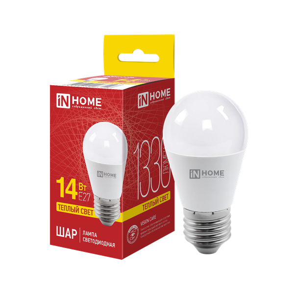 Изображение товара Лампа INhome LED-ШАР-VC 14Вт 230В E27 3000K 1330Лм / 4690612063126