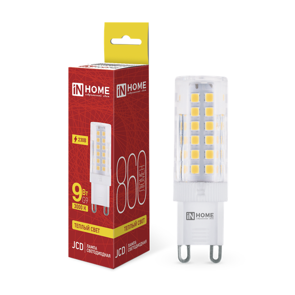 Изображение товара Лампа INhome LED-JCD 9Вт 230В G9 3000К 860Лм / 4690612059037