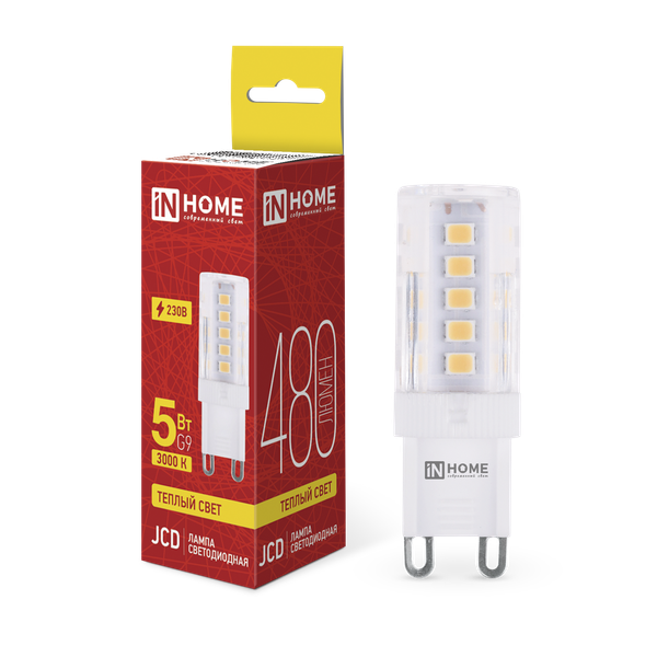 Изображение товара Лампа INhome LED-JCD 5Вт 230В G9 3000К 480Лм / 4690612059020