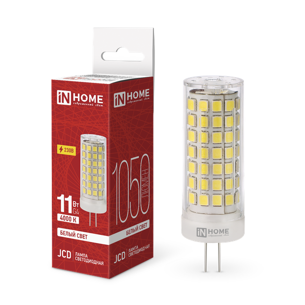 Изображение товара Лампа INhome LED-JCD 11Вт 230В G4 4000К 1050Лм / 4690612060309