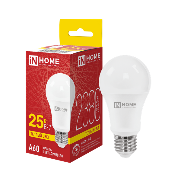 Изображение товара Лампа INhome LED-A60-VC 25Вт 230В Е27 3000К 2380Лм / 4690612062044