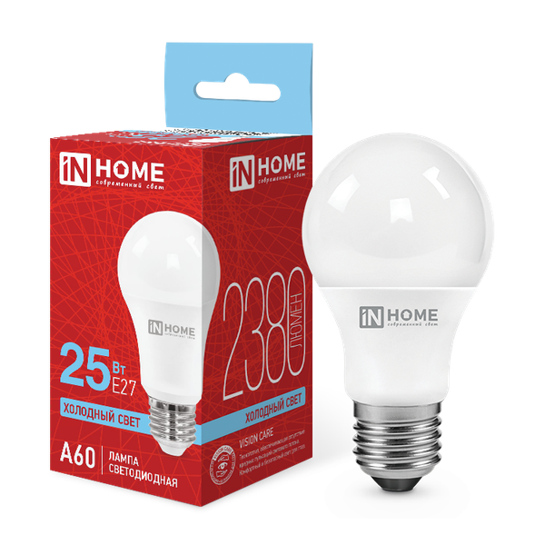 Изображение товара Лампа INhome LED-A60-VC 25Вт 230В Е27 6500К 2380Лм / 4690612062068