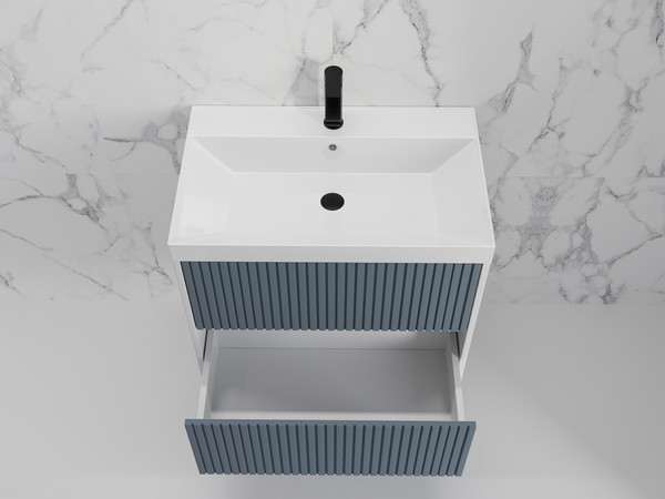 Изображение товара Тумба с умывальником Symbolite Стокгольм 70 Classic Push 2 ящика + Andrea Classic 70x45x15.4 (подвесная, графит софт)