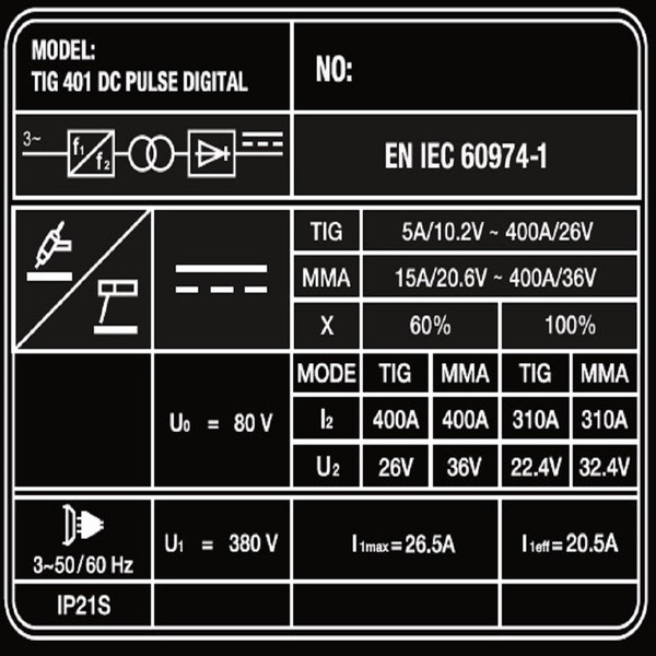 Изображение товара Инвертор сварочный FoxWeld Saggio Tig 401 Dc Pulse Digital / 8037