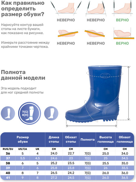 Изображение товара Сапоги резиновые O'rain 04(С)250С (р.40, синий)