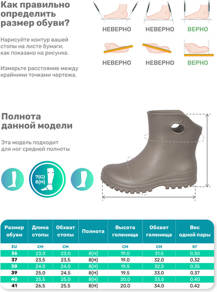 Изображение товара Полусапоги резиновые O'rain 37(СЕ)210С (р.36, серо-бежевый)
