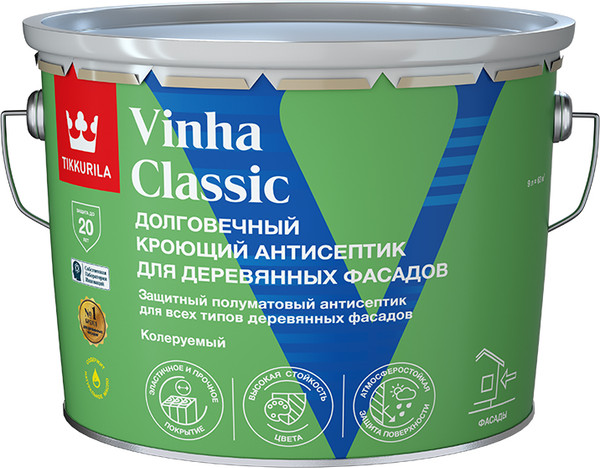 Изображение товара Антисептик для древесины Tikkurila Vinha Classic VVA (9л, полуматовый)