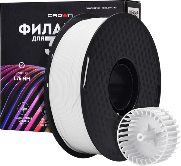 Изображение товара Пластик для 3D-печати Crown CM-FILABS019W (1.75мм, 1кг, белый)