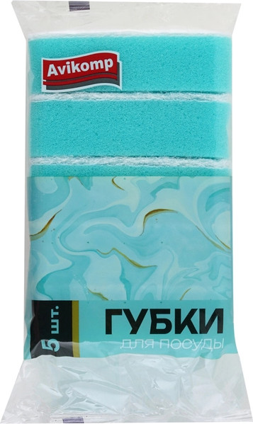 Изображение товара Набор губок для мытья посуды Avikomp Завтрак у Тиффани 70х100х30мм / 42176 (5шт)