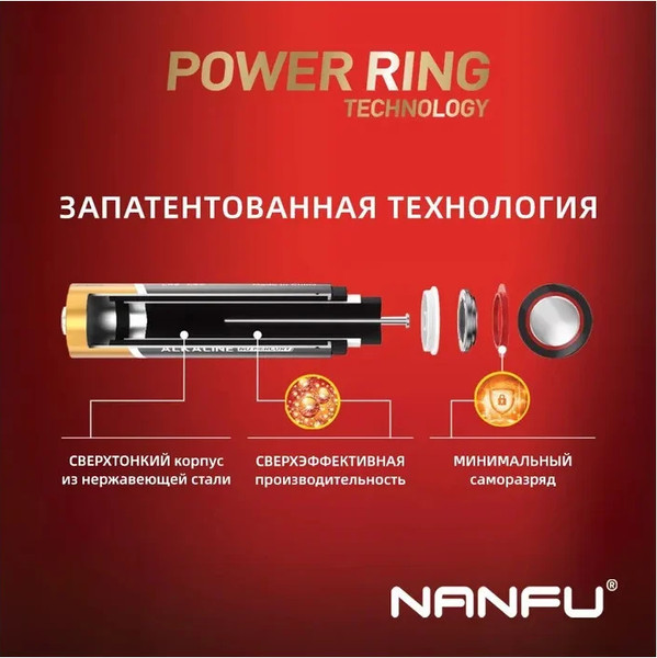 Изображение товара Комплект батареек Nanfu Щелочные AA (4шт)