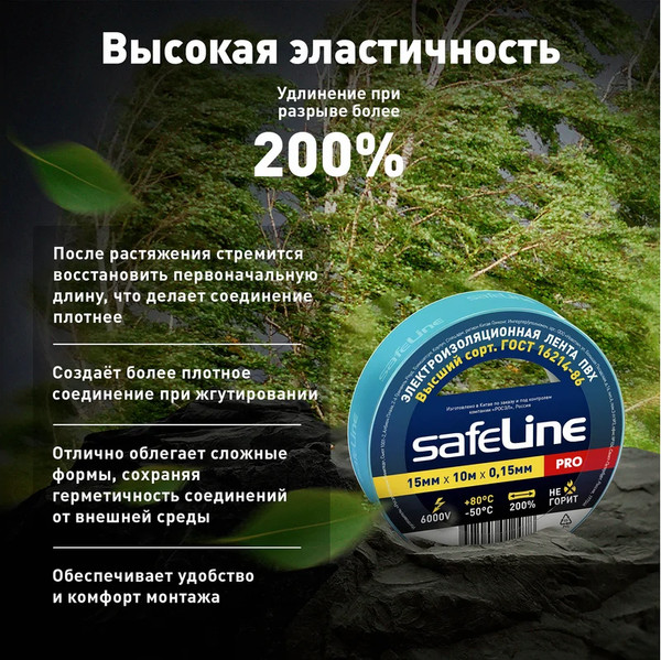 Изображение товара Изолента Safeline 15ммx10м 9359 (синий)