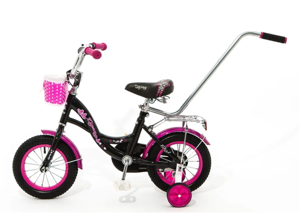 Изображение товара Детский велосипед с ручкой ZigZag Girl 12 / ZG-1223 (черный/малиновый)