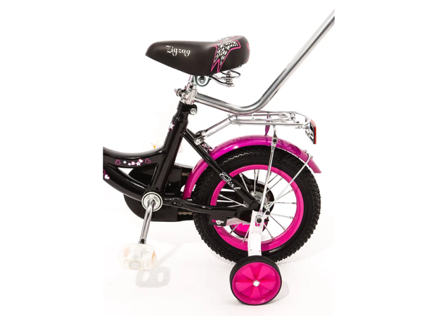 Изображение товара Детский велосипед с ручкой ZigZag Girl 12 / ZG-1223 (черный/малиновый)