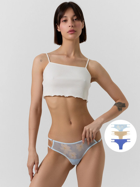 Изображение товара Комплект женских трусов Mark Formelle 412438-3 (р.106, крупные цветы на голубом)