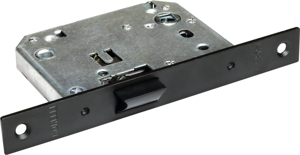 Изображение товара Комплект дверной фурнитуры Rucetti RAP 29 SLIM-R BL с фиксатором RAP WC SLIM-S BL (черный)