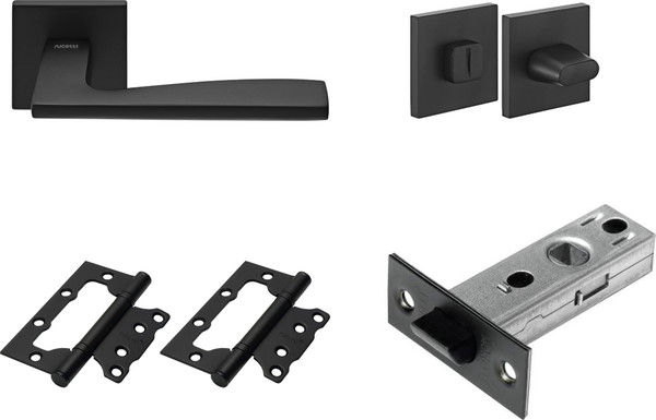 Изображение товара Комплект дверной фурнитуры Rucetti RAP 28 SLIM-S BL без фиксатора (черный)