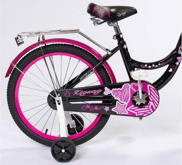Изображение товара Детский велосипед ZigZag Girl 14 / ZG-1425 (черный/малиновый, разобранный, в коробке)