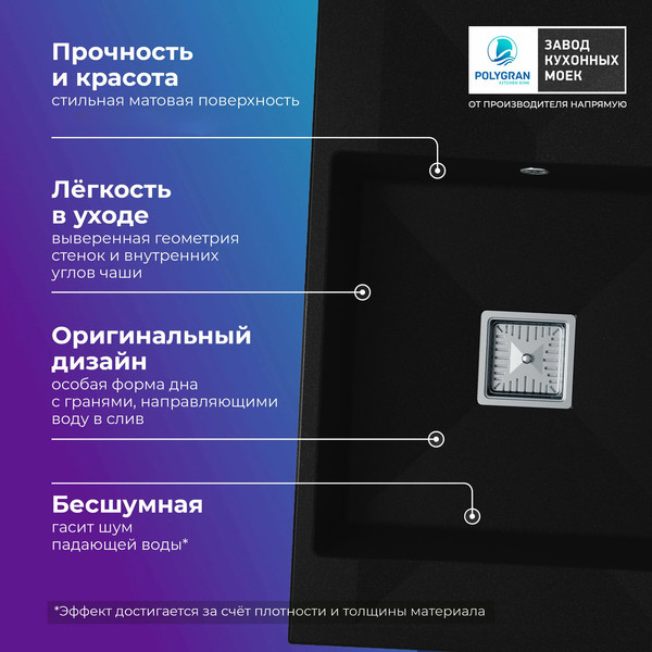 Изображение товара Мойка кухонная Polygran Blade 780 (космос)