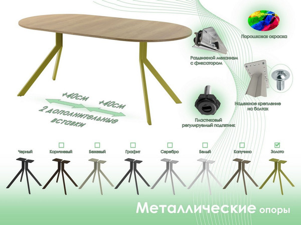 Изображение товара Обеденный стол AMC Elite Е18(900) D1 (золото/дуб небраска натур)