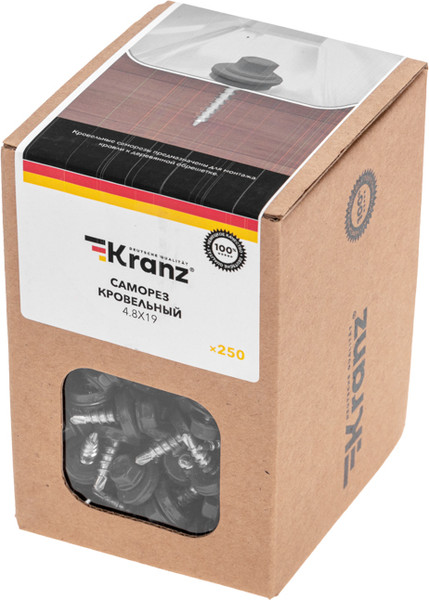 Изображение товара Саморез Kranz Кровельный 4.8х19 RAL 7024 / 1205-4819-3 (250шт)