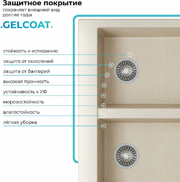 Изображение товара Мойка кухонная Polygran Brig 790 (кремовый)