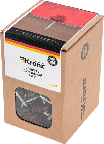 Изображение товара Саморез Kranz Кровельный 4.8х29 RAL 3005 / 1203-4829-3 (250шт)