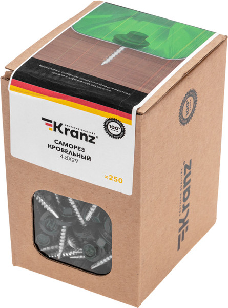 Изображение товара Саморез Kranz Кровельный 4.8х29 RAL 6005 / 1204-4829-3 (250шт)