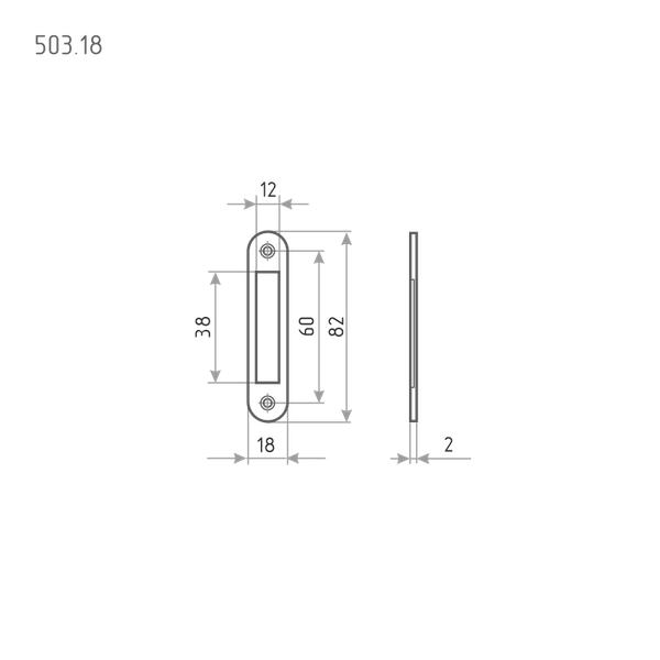Изображение товара Ответная планка Нора-М 503.18 82мм / 8571 (хром)