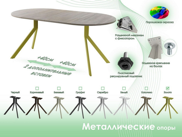 Изображение товара Обеденный стол AMC Elite Е18(800) D1 (золото/дуб уайт-ривер песочно-бежевый)