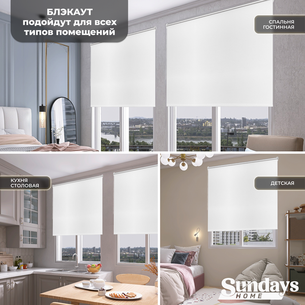 Изображение товара Рулонная штора Sundays Home LM 168-01 67х160 с 2-мя направляющими LM-15 150см (белый)