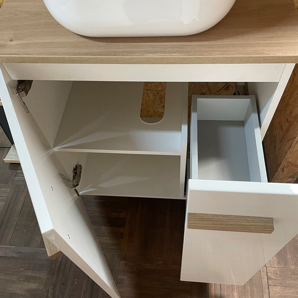 Изображение товара Тумба с умывальником Lauter Adri 59 + 21674A (белый глянец, с органайзером 23)