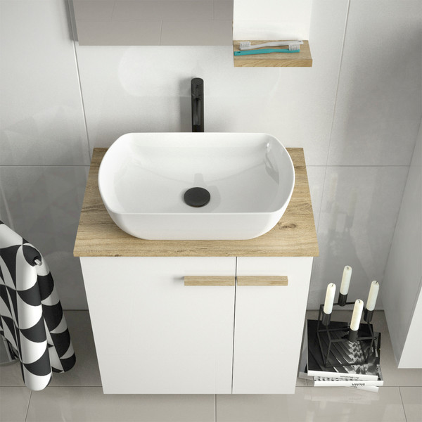 Изображение товара Тумба с умывальником Lauter Adri 59 + 21674A (белый глянец, с органайзером 23)