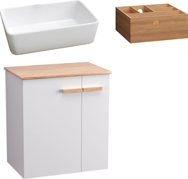 Изображение товара Тумба с умывальником Lauter Adri 59 + 21674A (белый глянец, с органайзером 23)