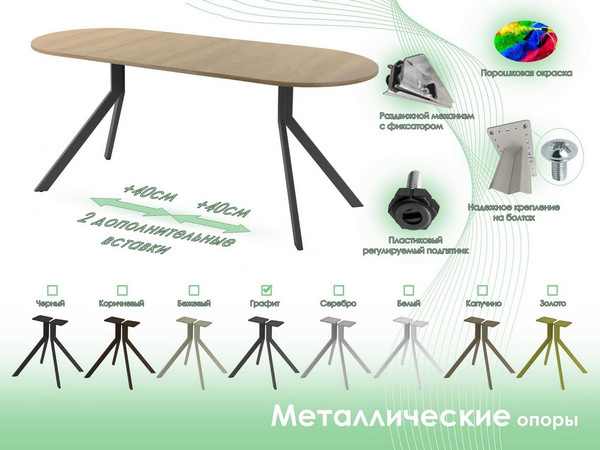 Изображение товара Обеденный стол AMC Elite Е18(1100) D3 (графит/дуб небраска натур)