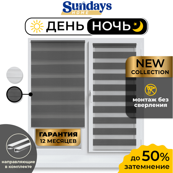 Изображение товара Рулонная штора Sundays Home ДН LB 111-10 61х160 с 2-мя направляющими LM-15 150см (графитовый)