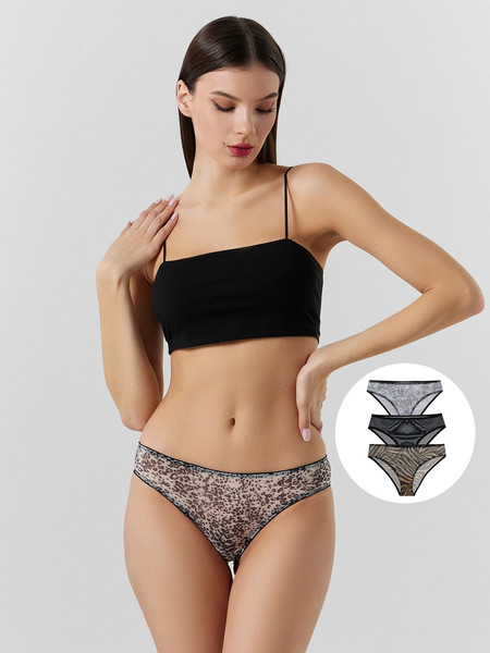 Изображение товара Комплект женских трусов Mark Formelle 412451-3 (р.106, анималистичный принт на белом)